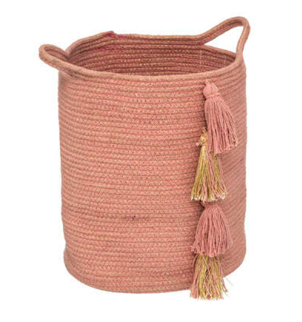 Pompom basket Antique pink